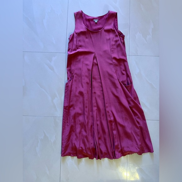 J. Jill Maroon 100% Silk Tank Top Dress with‎ Pockets  Scoop Neck Size L - Picture 14 of 15